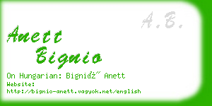 anett bignio business card